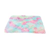 FONDOTIN Double Layer Long Plush Pet Blanket Dog Cushion Puppy Sleep Cushion Warm Medium Size Rainbow Pink for Cats and Dogs