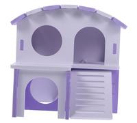 FONDOTIN Double Storey Wooden House Hamster Hideout Guinea Pig Hideaway with Pvc Material Strong Durable Perfect for Small Pet