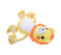 FONDOTIN Durable Plush Dog Chew with Squeaker Soft Stuffed Lion for Small to Large Dogs Robust Rope Ball Design for Heavy Chewers Safe and Interactive Pet for Puppies and French Bulldogs