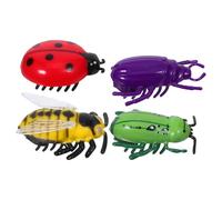 FONDOTIN Electric Walking Mini Bug Toys for Cats and Boys and Girls, Interactive 4 Pcs Set with Button Battery, Power Efficient Pp Material for Boys and Girls Learning and Pet Style