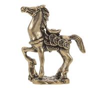 FONDOTIN Elegant Brass Horse Statue Feng Shui Decor Solid Bronze Zodiac Figurine for Prosperity Motivational Miniature Crafted Running Horse Ornament Tea Pet for Office Desk and Home