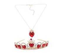 FONDOTIN Elegant Bridal Heart Crown and Necklace Set Alloy Rhinestone Tiara for Weddings and Birthdays Lightweight Princess Hair Accessory for Women Romantic Wedding Jewellery Enhancing