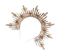 FONDOTIN Elegant Goddess Crown Headband for Women and Lolita Crown Headpiece for Cosplay Weddings Christmas Halloween Valentines Art Photography Accessory