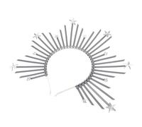 FONDOTIN Elegant Goddess Crown Headband with Shining Star Accents Comfortable Silver Hairband for Women and Versatile Wedding and Party Headwear Stylish Greek-inspired Tiara for Prom and