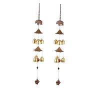 FONDOTIN Elephant Wind Chimes Hanging Ornaments 2pcs Metal Wind Bell Pendants Home Decor for Doorway Garden Patio