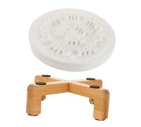 FONDOTIN Elevated Ceramic Slow Feeder Dog Bowl with Raised Wood Stand for Small Dogs and Cats Neck Protection Slow Eating Pet Feeder Practical Easy to Clean Design