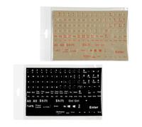 FONDOTIN English Full Keyboard Stickers Set 2 Sheets with Numeric Keypad, Black Background White Letters Orange Letters, Universal Laptop and Desktop Keyboard Replacement