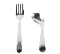 FONDOTIN Ergonomic Weighted Utensils with Angled Curved Spoon and Fork for Self-Feeding Patients Adaptive Tableware Reducing Wrist Stress Suitable for Elderly and Disabled Adults
