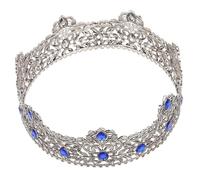 FONDOTIN European Design Gothic King Crown Headband with Blue Rhinestones Medieval Prince Costume Tiara for Wedding Birthday Prom Themed Party Celebrations