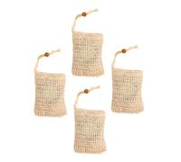 FONDOTIN Exfoliating Soap Net Bag 4pcs 11x14cm Cotton Linen Drawstring Soap Saver Pouch Facial Cleaning Mesh for Home Bathing and Travel Use