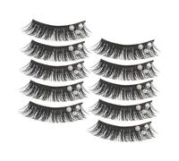 FONDOTIN False Eyelashes 5 Pairs Dramatic Thick Stage Makeup Lashes with Rhinestones Black and Blue Mermaid Design for Latin Dance Performance