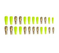 FONDOTIN False Nails Plastic Material Leopard Print Ultra-thin Extra Long 24pcs Not Easy to Break for Women and Ladies for Party and Weekend Dating