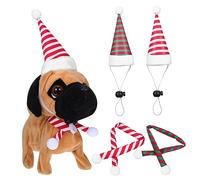 FONDOTIN Fashionable Pet Wear Small Dog Rabbit Hat Scarf Set Christmas Pet Decor 2 Pack