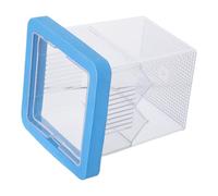FONDOTIN Floating Aquarium Fish Breeding Isolation Box Blue Acrylic Mesh Fish Hatchery Container with 3 Suction Cups for Fry Shrimp Betta Safe Adaptation and Nursery