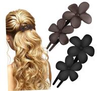 FONDOTIN Flower Claw Clips 2pcs Flat Matte Hair Clips for Women Wedding Bridesmaids Floral Hair Accessories Black and Dark Coffee