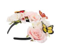 FONDOTIN Flower Headband for Women Butterfly Headband Simulation Soft Fabric Hair Band Gothic Decorations Halloween Party Accessory