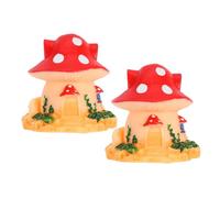 FONDOTIN Garden Mushroom House Decor Simulated Small House Decoration Micro Landscape Decoration for Reptile Box and Terrarium Use Creative Adorable Set of 2