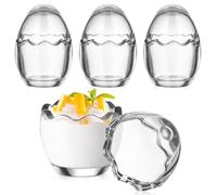 FONDOTIN Glass Decorative Bowl Pudding Jars 60ml Capacity and Easy to Clean Set of 4 with Egg Shell Shape One-piece Moulding Design, for Individual Dessert Dishes and Trifle Serving