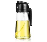 FONDOTIN Glass Oil Dispenser and Sprayer Bottle Black for Kitchen Cooking Vegetable and Olive Oil Spray with Wide-angle Nozzle Easy One-hand Operation for Home and Camping Use