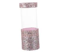 FONDOTIN Glitter Makeup Brush Storage Box with Lid Cosmetic Brush Holder Compact Lightweight Organizer for Makeup Tools Stylish Pink Transparent Design