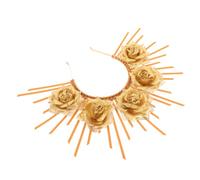 FONDOTIN Goddess Flower Headband for Women Lightweight Cosplay Hair Decor Accessory Elegant Floral Hair Clasp for Halloween Weddings Parties Photography and Beauty Pageants