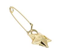 FONDOTIN Golden Stainless Steel Tea Infuser Strainer with Long Handle for Loose Leaf Brewing Fine Mesh Filter Tea Sieve for Lovers and Smooth Polished Star Moon Design