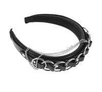 FONDOTIN Gothic Punk Hair Accessories Fashionable PU Chain Headband for Cosplay Halloween Lightweight Design with Edgy Details Versatile Gothic Style for Any Outfit