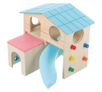 FONDOTIN Guinea Pig Toys Pet Play House Wooden Slide Ladder for Exercise and Fun
