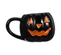 FONDOTIN Halloween Ceramic Pumpkin Mug Cute Pumpkin Shaped Tea Cup with Handle Heat Resistant for Coffee and Tea Seasonal Halloween Party Tabletop Decoration