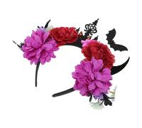 FONDOTIN Halloween Demon Headband Spooky Bat Accents for Witch Cosplay Scary Devil Horns Hair Accessory for Party Themed Events