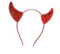 FONDOTIN Halloween Devil Headband Rhinestone Devil Horn Headband Demon Cow Horns Hairband for Fancy Dress Party Halloween Cosplay Accessories
