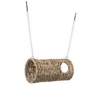 FONDOTIN Hamster Habitat Tunnel House with Hanging Chains Natural Breathable Woven Pet for Small Animals Safe Exercise and Enrichment Hideout for Hamsters Guinea Pigs and Mini Pets