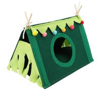 FONDOTIN Hamster Hideout Small Animal Nest Felt Cloth and Wood Comfortable Bed with Easy Hanging Green for Small Pets and Kittens