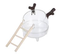 FONDOTIN Hamster Sand Bath Box Ladder Bridge Bathroom Climbing Toy for Small Pets Dual Purpose Dust Bath Toilet for Hamsters Gerbils and Mice