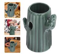 FONDOTIN Hamster Water Bottle Holder Cactus Ceramic Stand for Small Pets Easy to Install Wash Cute Pet Cage Decor Secure Water Dispenser for Hamsters Gerbils