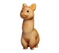 FONDOTIN Hand-carved Wooden Alpaca Figurine Cute Animal Statue Detailed Craftsmanship Cozy Desktop Decoration for Home Office Study Collectible Art Ornament