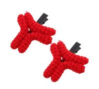 FONDOTIN Hand-knitted Red Angry Mark Hair Clip Soft Crochet Bangs Barrette for Women Creative Live Stream Styling Accessory Comfortable Yarn Hairpin for Themed Events and Daily Wear
