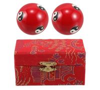 FONDOTIN Hand Therapy Balls for Elderly 1 Pair Enamel Baoding Massage Balls with Chime, Red Taiji Pattern, Squeeze Stress Relief and Joint Flexibility Exercise Tool for Hand Strengthening