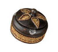 FONDOTIN Handmade Solid Wood Ashtray with Cover Vintage Style Diameter Portable Indoor Outdoor Smellproof Ash Holder for Home Bar Cafe Office Decor Gift for Men