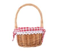 FONDOTIN Handwoven Willow Wicker Basket with Cloth Lining and Handle Multipurpose Round Natural Storage Hamper for Picnic Wedding Flower Girl Basket Postpartum Gift Outdoor Party Decor