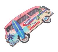 FONDOTIN Hawaiian Summer Wooden Plaque Beach Themed Wall Decor Bus Shape Vibrant Wood Sign for Front Door Indoor Outdoor Use