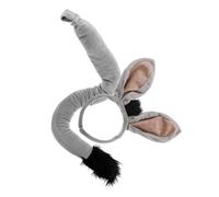 FONDOTIN Headband Tail Set Ears Costume from Donkeys Cosplay Halloween Animal Lord Party Pompom Headband Easter Hairband Donkey Hair Bands Birthday Hair Hoops Bear Hairband Plush Grey
