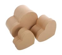 FONDOTIN Heart-shaped Paper Mache Craft Boxes Set of 3 with Lids, Small DIY Candy Storage and Boxes for Valentine's Day, Anniversary, and Jewelry Packaging