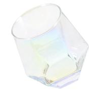 FONDOTIN Hexagonal Glass Whiskey Cup Iridescent Geometric Crystal Drinking Glass for Cold Drinks Cocktails Juice Beer Party and Home Bar Use