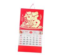 FONDOTIN Horse Year Monthly Wall Calendar with Foil Fu Pendant Lunar Chinese Calendar for Year Decoration Sturdy with Print Symbol of Fortune and Happiness for Home and Gift