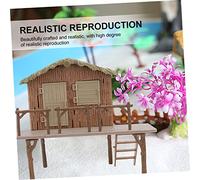 FONDOTIN Imitated Straw Shed Model House Ornament Realistic Simulation Wild Animal Scene Decoration Delicate Smooth Surface Lifelike Miniature Craft for Farm Ranch Diorama