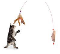 FONDOTIN Interactive Cat Teaser Wand with Bell Beads Wire Hunter for Pets Random Exercise for Indoor Cats Engaging Play to Combat Kitten Boredom Random Color