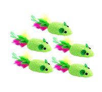 FONDOTIN Interactive Cat Toys 5pcs Woven Mouse Toys Feather Catnip-infused Mice Cat Teaser Wand Sturdy and Decorative and Scratch-