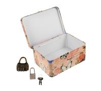 FONDOTIN Iron Storage Box with Coded Lock Iron Jewelry Container for Desktop Organization Collision-resistant Cosmetic and Small Item Holder Secure Lockable Storage Case