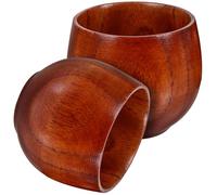 FONDOTIN Japanese-Style Wood Sake Cup 50ml 2pcs Set Natural Wooden Drinking Cups for Sake Tea and Water Compact Heat-Resistant Small for Home and Travel Use